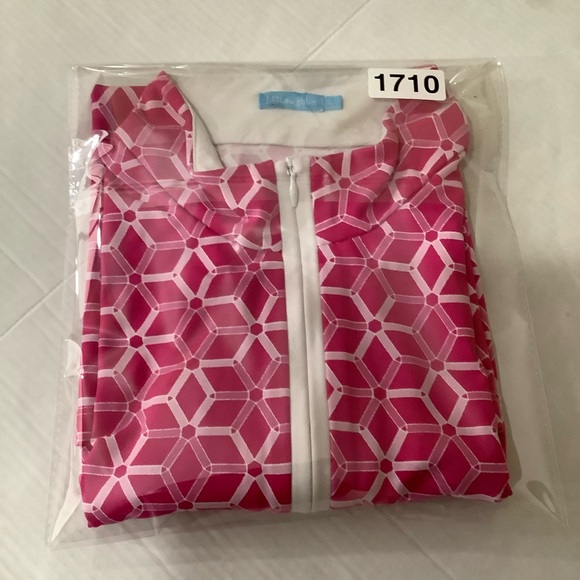 J. McLaughlin Pink White Sleeveless Polo Top - Picture 11 of 11
